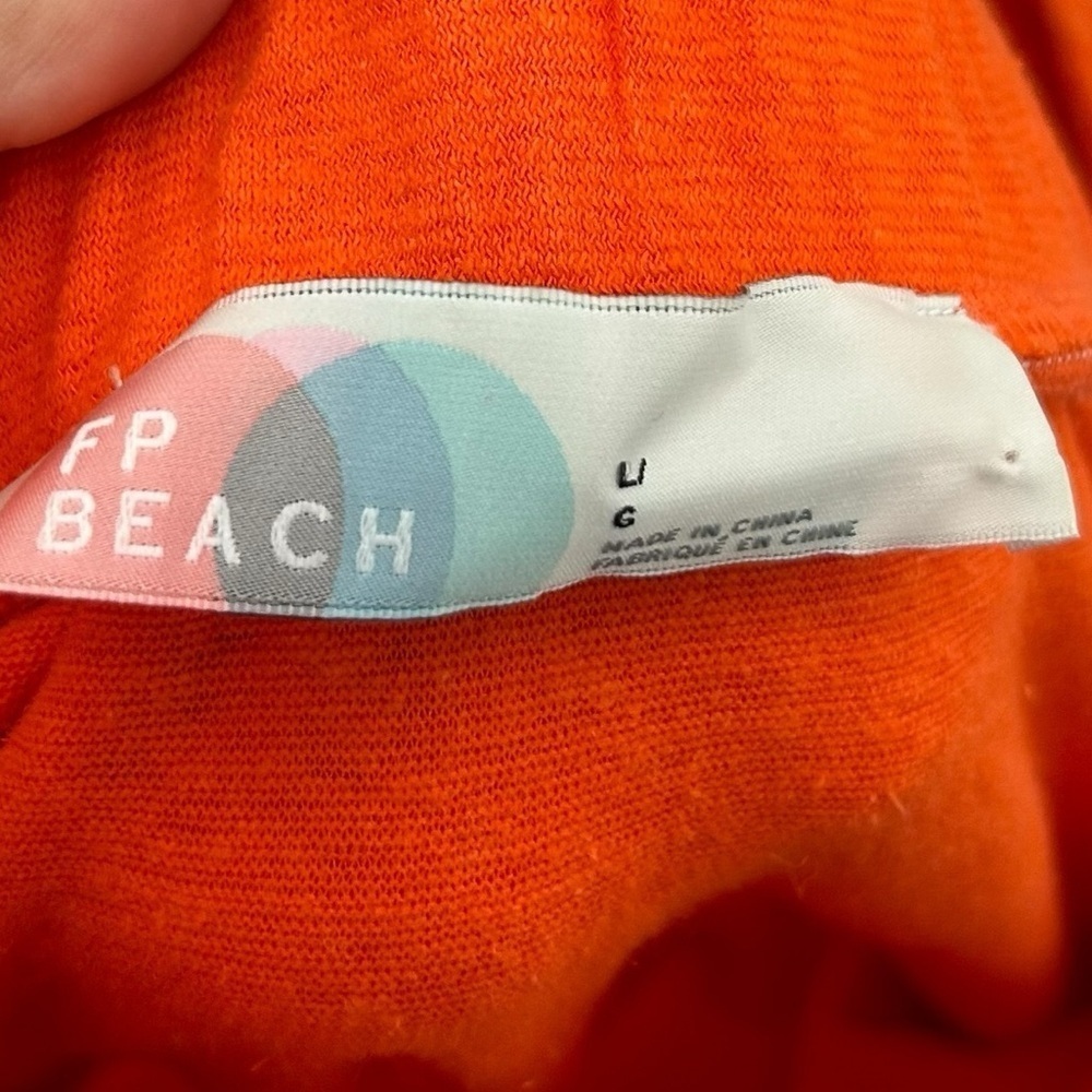 Free People Beach Orange Hemp Strapless Bandeau Tie Midi Swim Cover Up Dress L - Picture 9 of 11